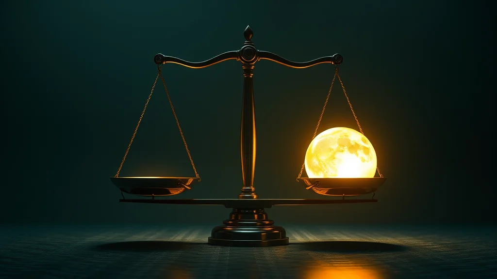 A luminous scale weighing two glowing masses, abstract value