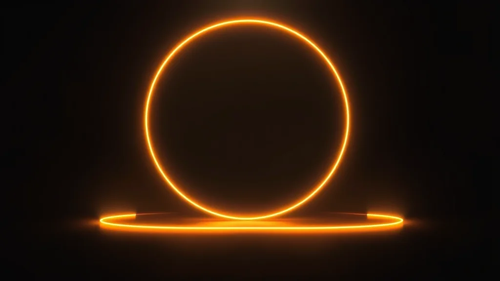 Warm gold balanced forms on dark, neon on dark