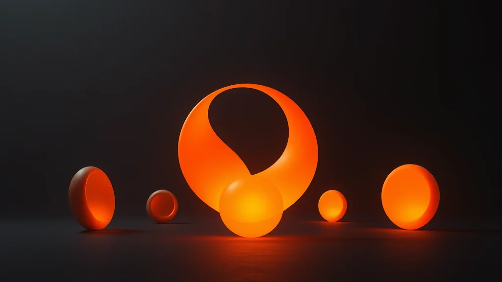 Abstract warm form among several other warm forms on dark, one forward, editorial concept