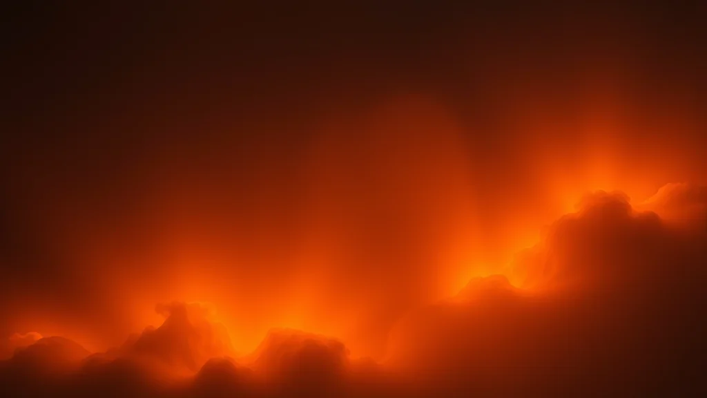 Abstract contained glow beside freer brighter forms in open dark, editorial concept