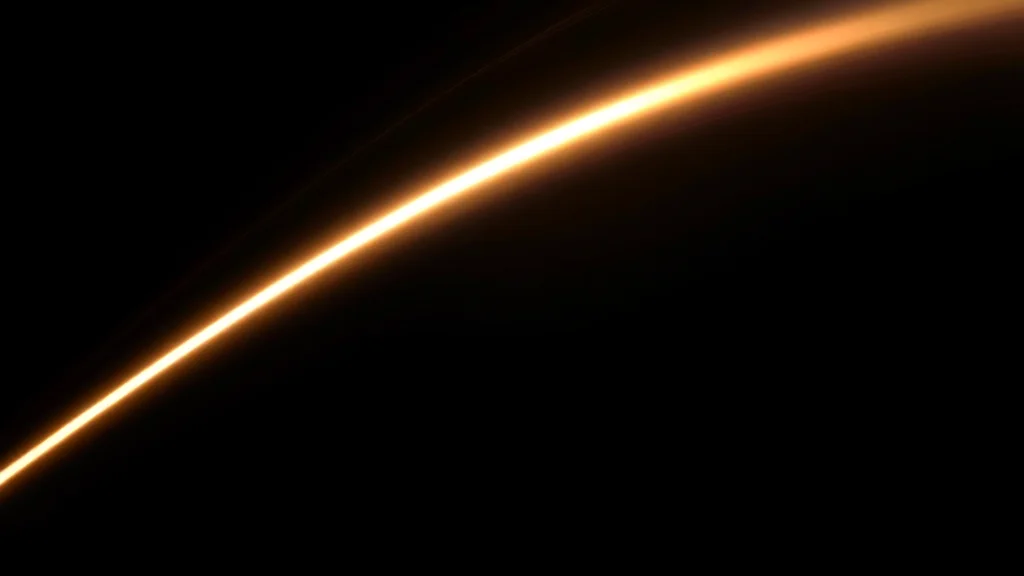 A single speeding beam with a fading trail across black, abstract