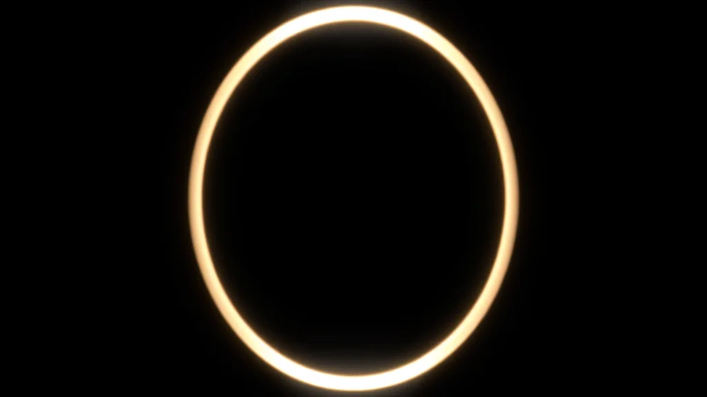 Abstract soft glowing oval with portrait rim light on dark, editorial concept