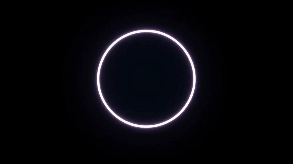 Bright circle of light centered on dark, neon on dark