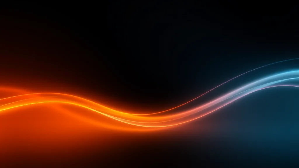 Abstract ultra-wide panorama of gradient light bands on dark, editorial concept