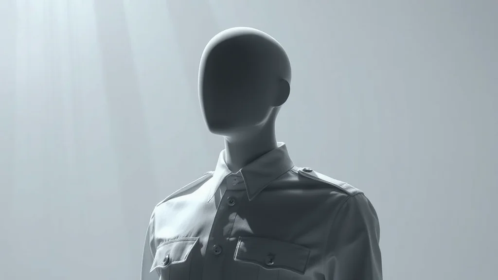 A faceless mannequin in a white uniform silhouette, abstract concept