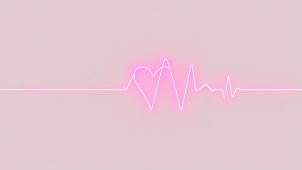 A soft pink heart pulse line motif on white, glowing on dark