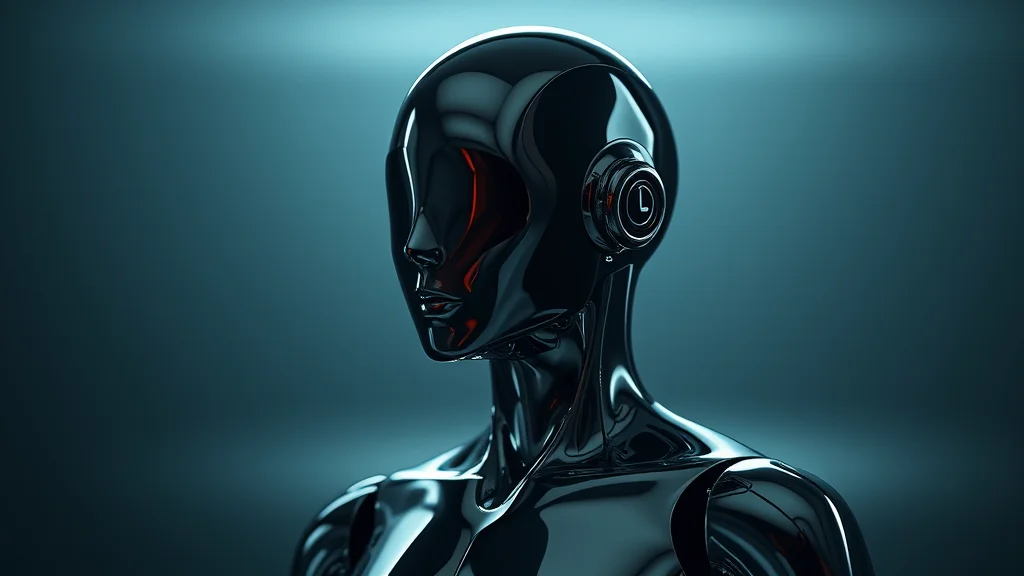 A faceless chrome android mannequin silhouette, abstract concept