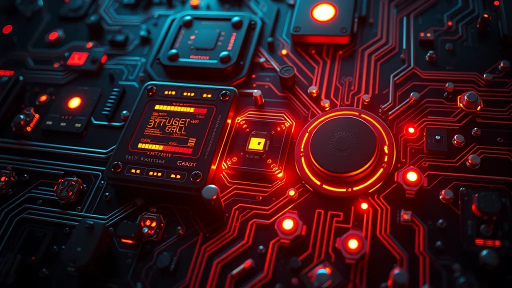 Glowing circuitry panels and mechanical joints, on dark