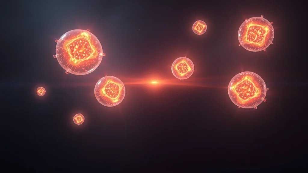 Abstract several glowing cores with a light path toward one on dark, editorial concept
