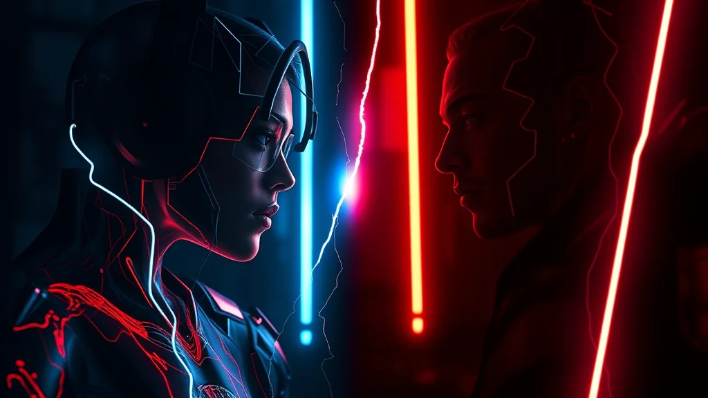 Two realism styles as light on dark, neon on dark
