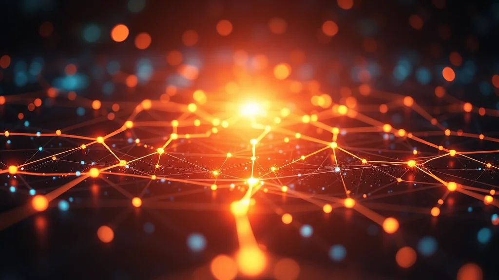 A luminous network re-linking a dropped connection, abstract reconnect