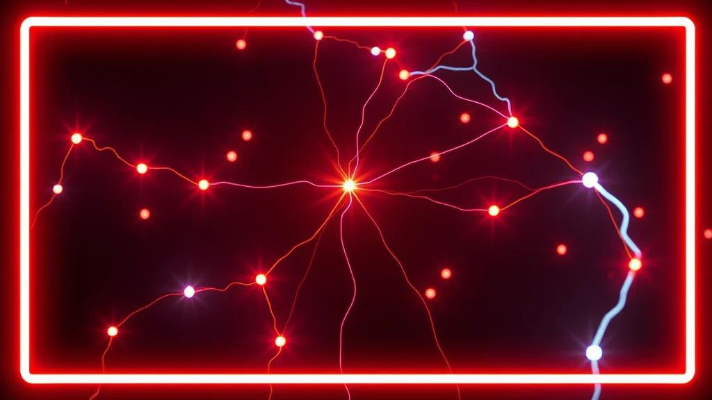 Nodes reconnecting with light, neon on dark