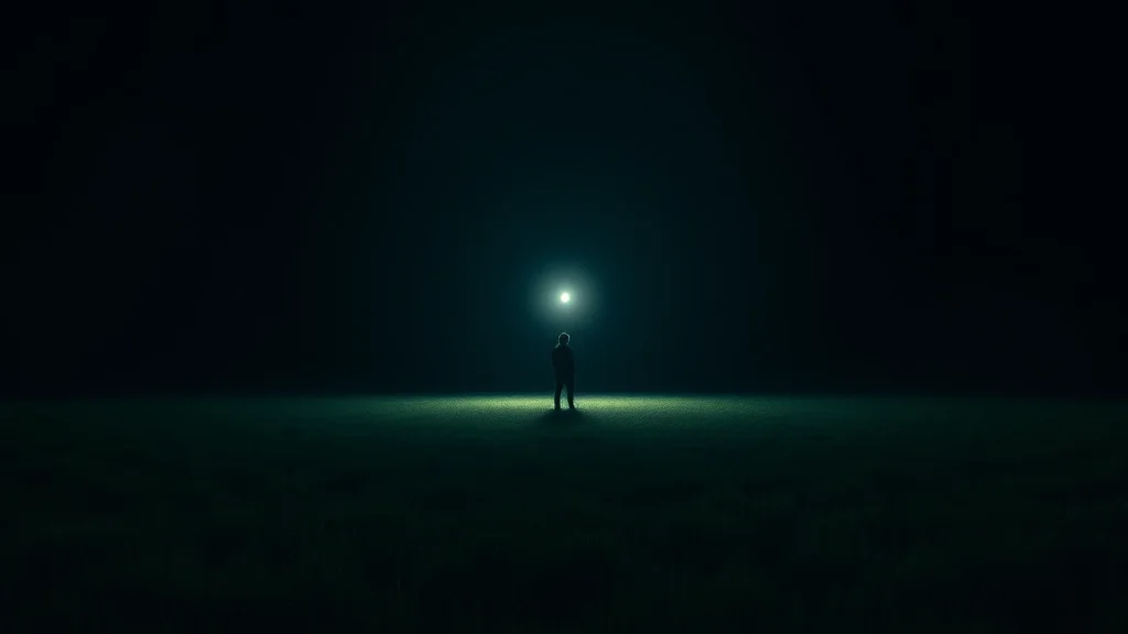 Abstract single clean bright form on an uncluttered dark field, editorial concept