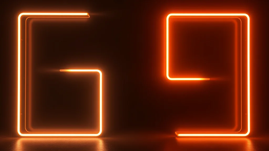 Two luminous shapes near one another, neon on dark