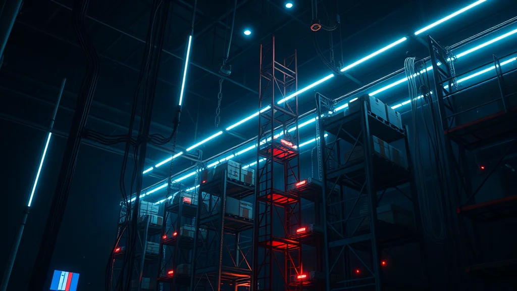 Static organizing into structure, neon on dark