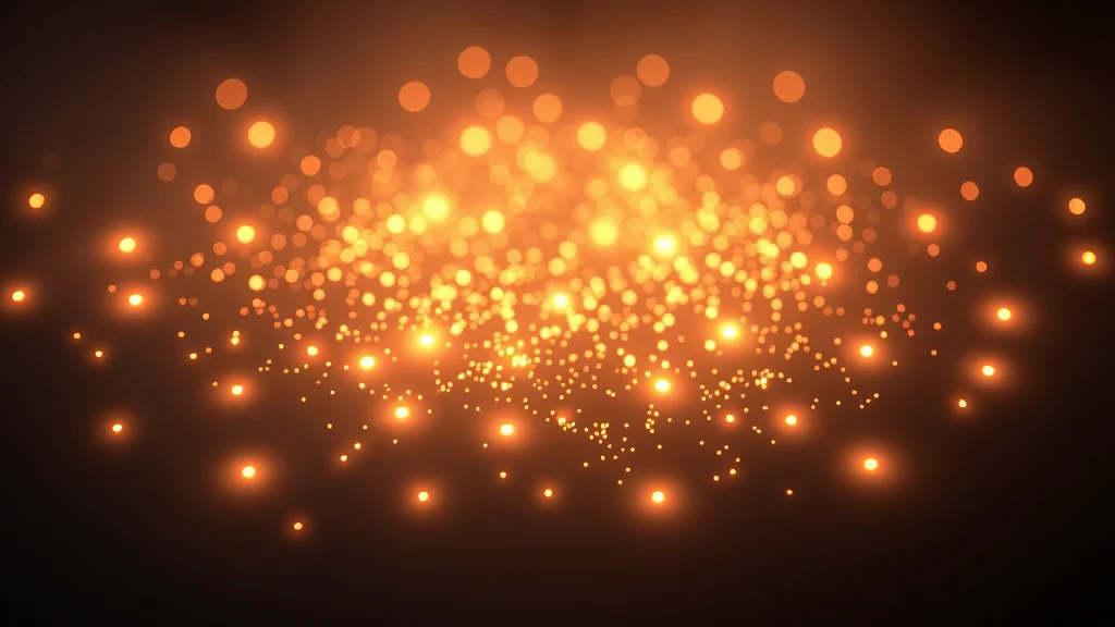 Abstract pool of glowing points held in a soft cradle of light on dark, editorial concept