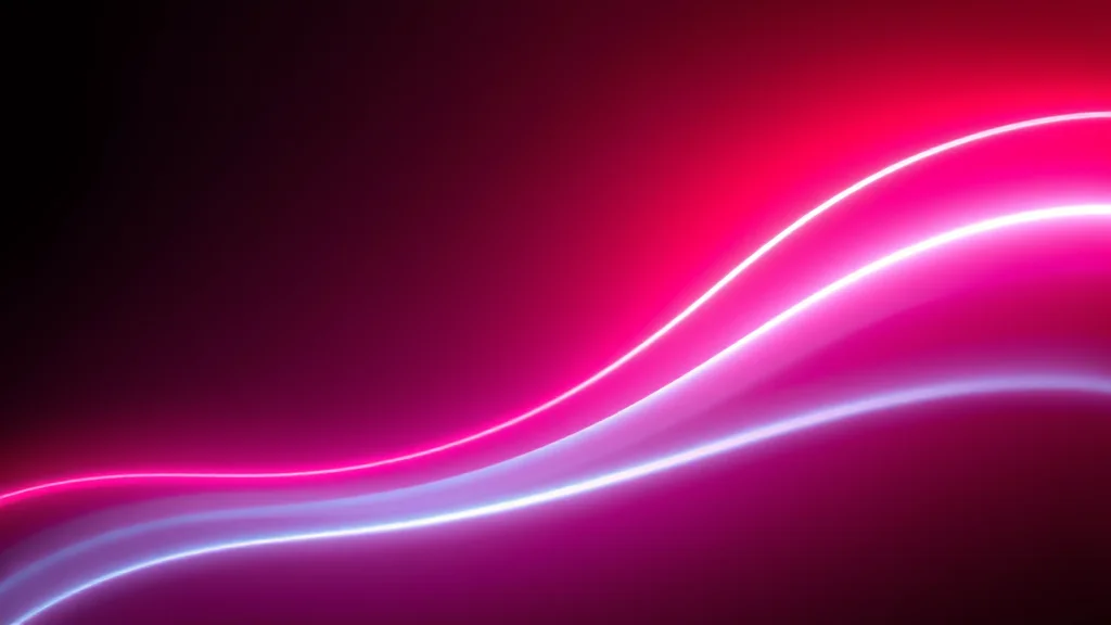A smooth flow of light tapering away, neon on dark