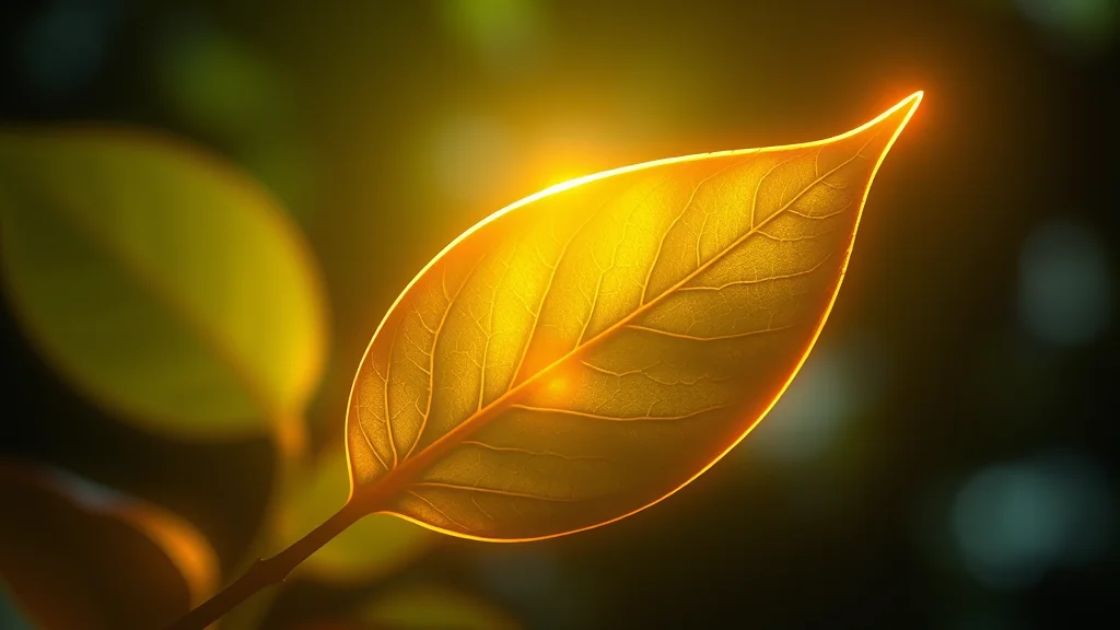 A glowing rim light outline around a backlit leaf, abstract concept