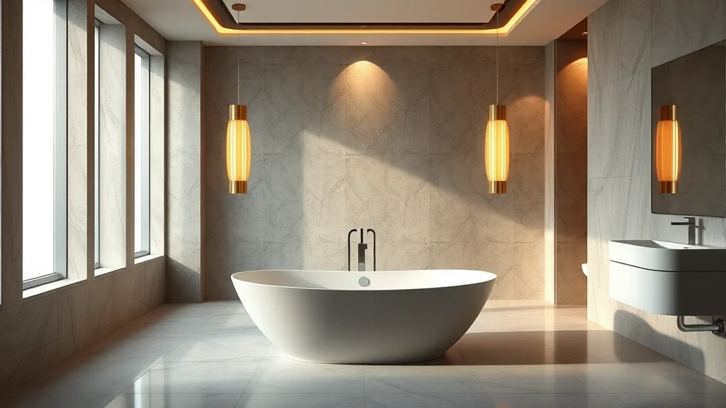 An empty luxury bathroom with a freestanding tub, abstract concept