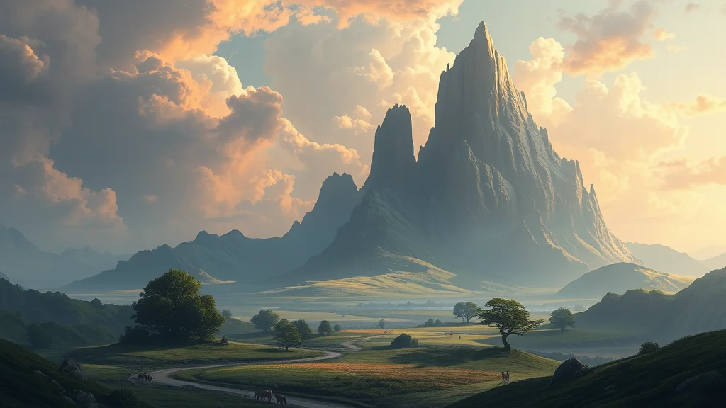 A painterly environment concept art landscape with cinematic light, abstract concept