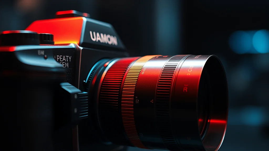 A 35mm analog film camera with film rolls, grainy, abstract concept