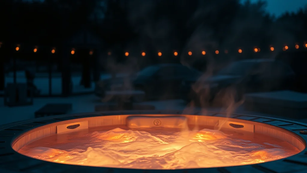 An empty warm hot tub with rising steam at night, abstract concept