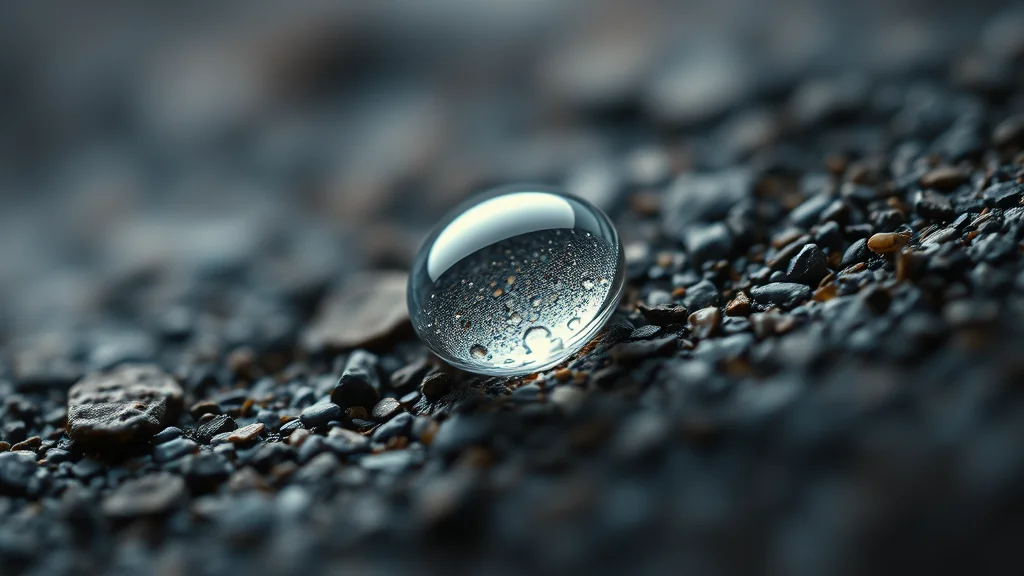 A macro close up of a dewdrop on a textured surface, abstract concept