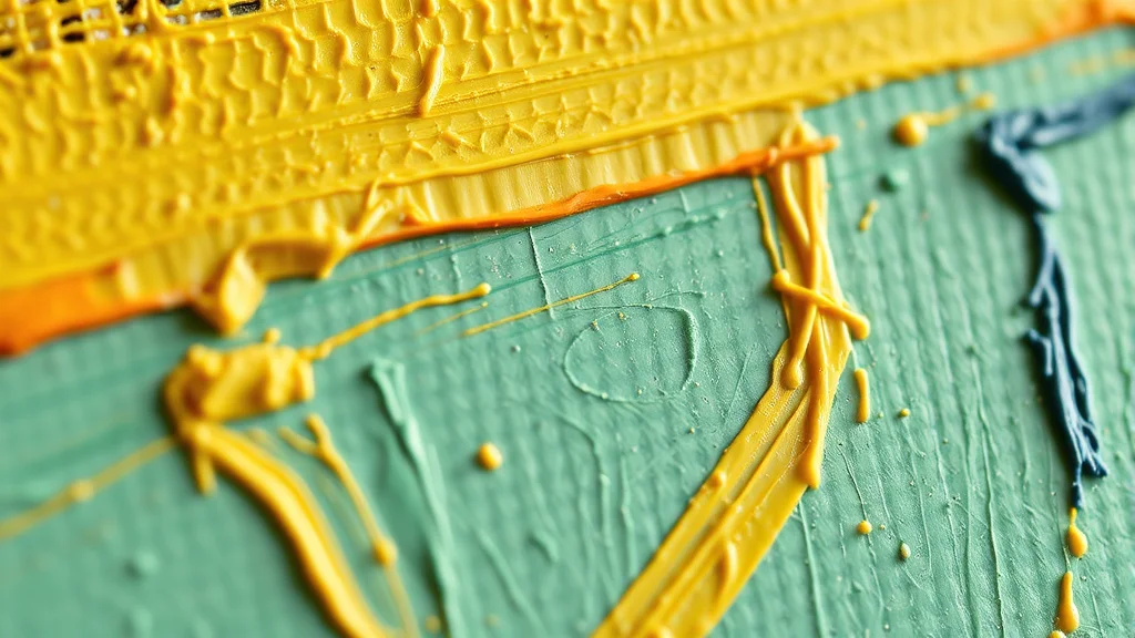A macro of thick impasto oil paint strokes and canvas texture, abstract concept