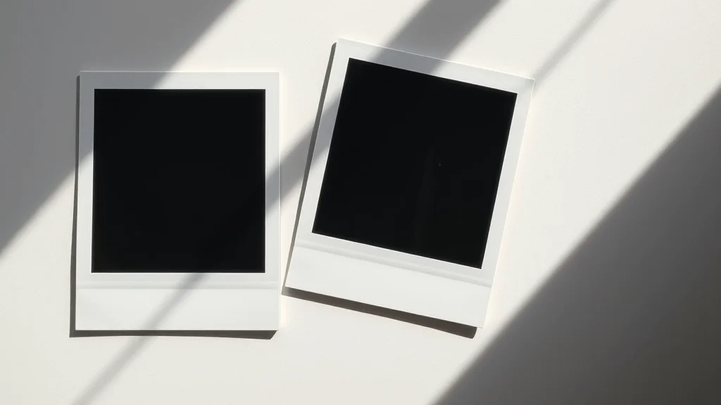 Blank instant polaroid frames with white borders, faded, abstract concept
