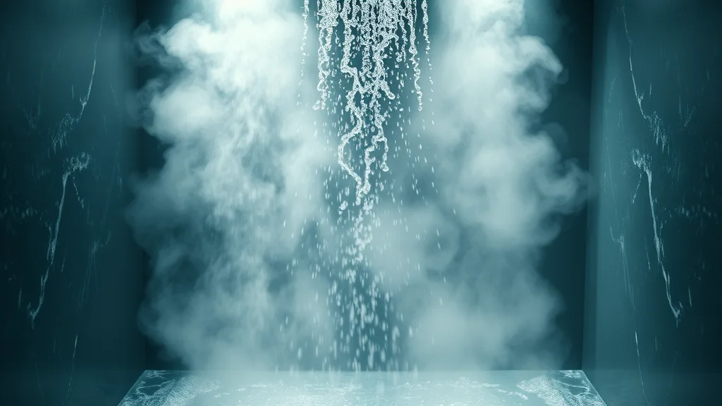 An empty glass shower with steam and running water, abstract concept