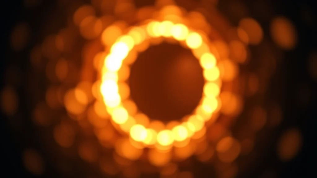Abstract glowing aperture with soft bokeh on dark