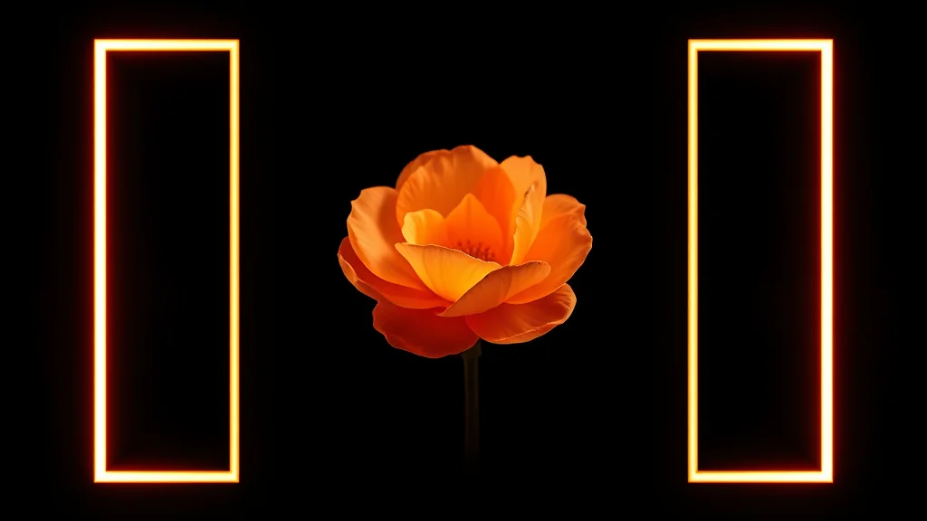 Abstract refined warm form with a clean bloom and paired frames on dark, editorial concept