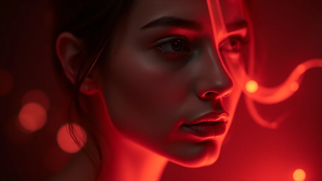Abstract warm rose-gold portrait glow on dark