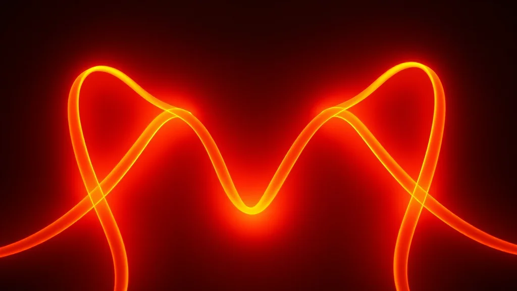 A warm core with three soft strands, neon on dark