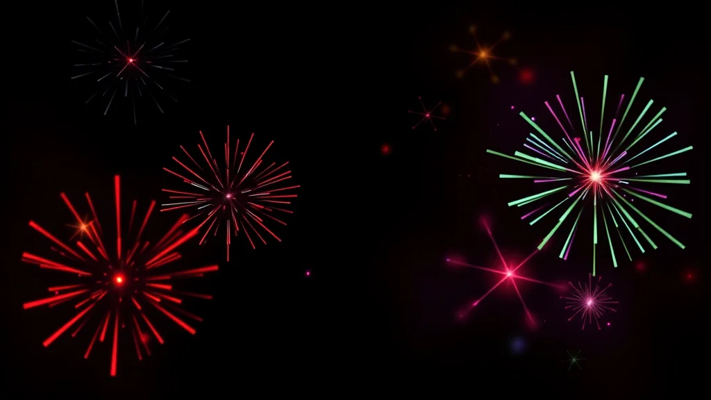 Abstract bold cel-shaded color bursts on dark
