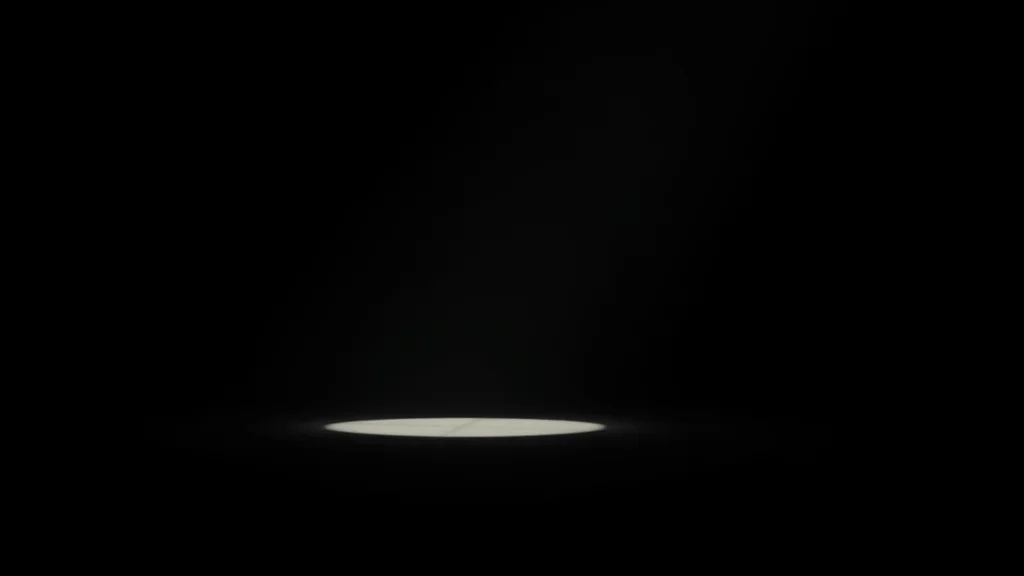 Abstract one clean form brightening in stages on dark, editorial concept