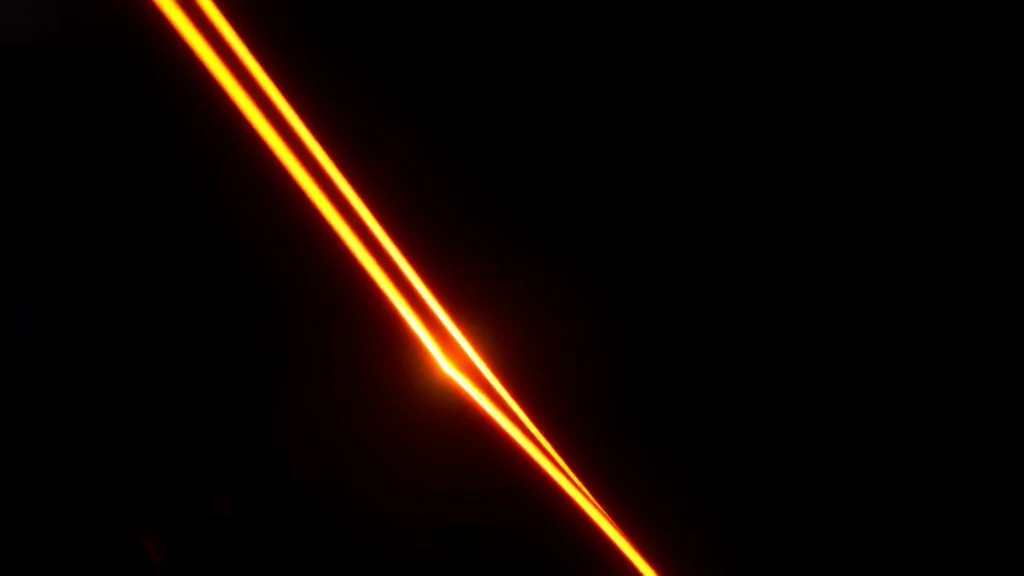 Precise structured light snapping into alignment, neon on dark