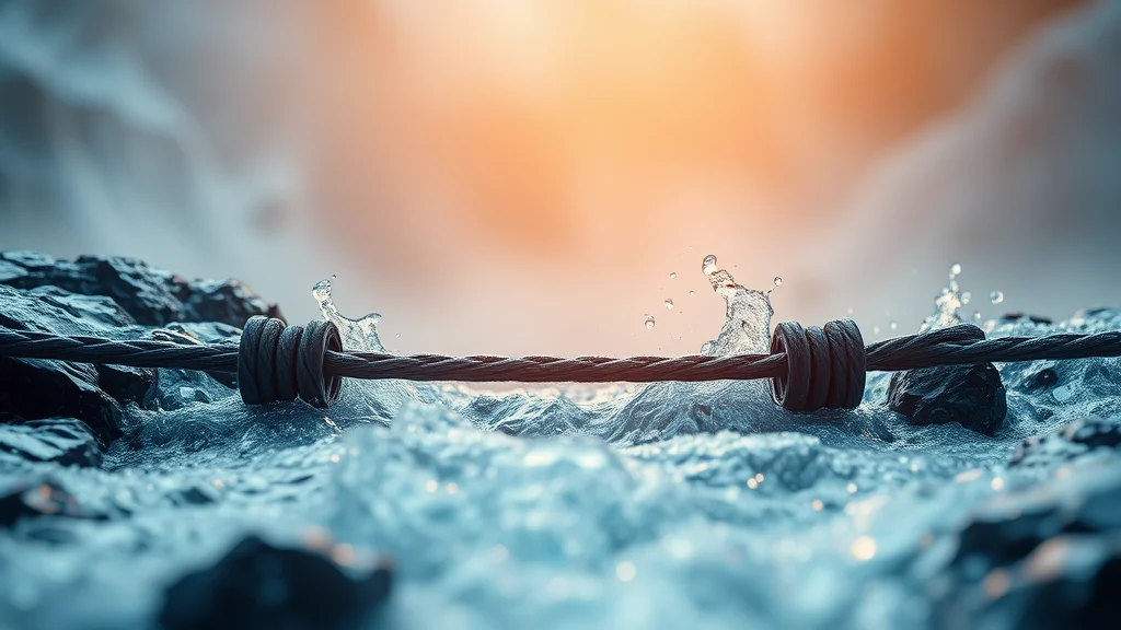 A restriction opening into a flowing stream, abstract concept