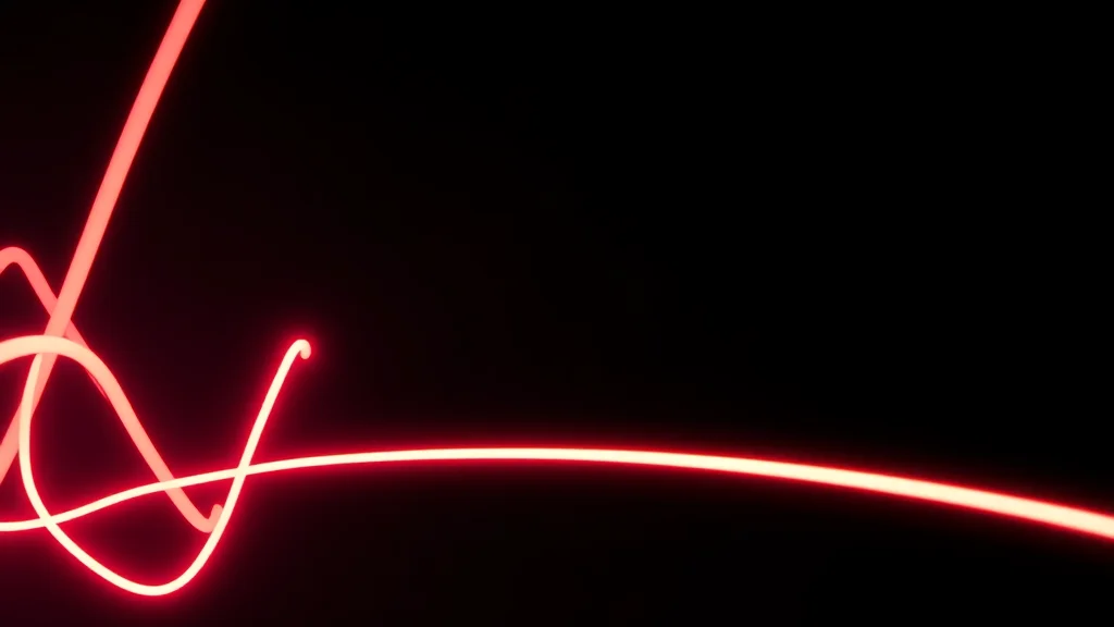 A lengthening bright thread, neon on dark