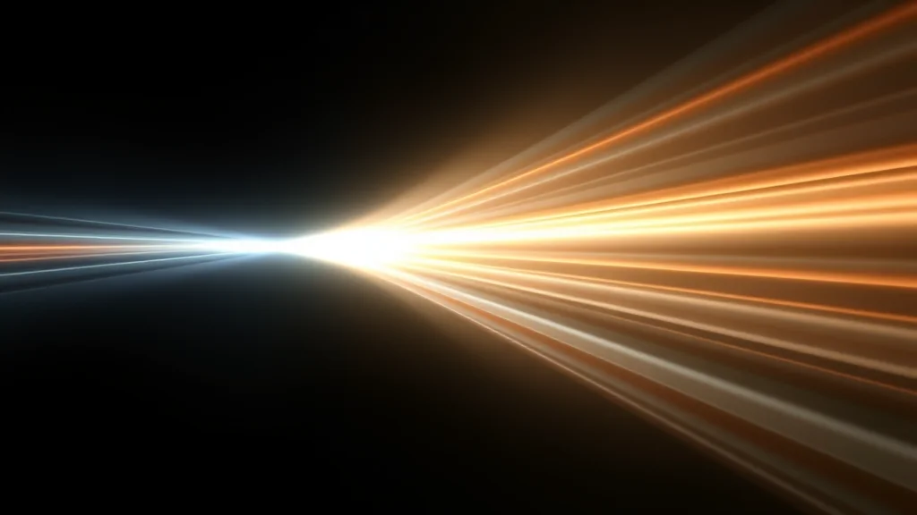 Abstract stream of light branching into a clear path and a dim intermediate one, editorial concept