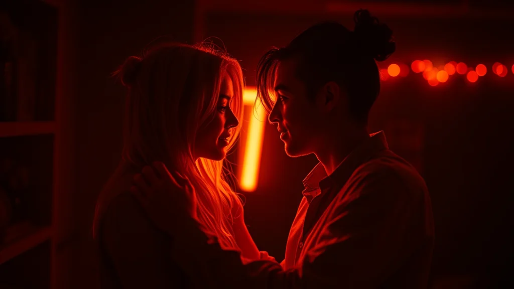 Warm connection next to a dimmed companion glow, neon on dark