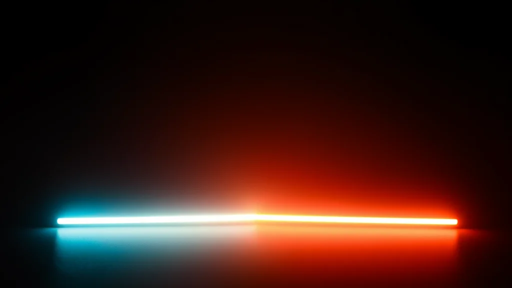 A clear light and its dimmer duplicates, neon on dark