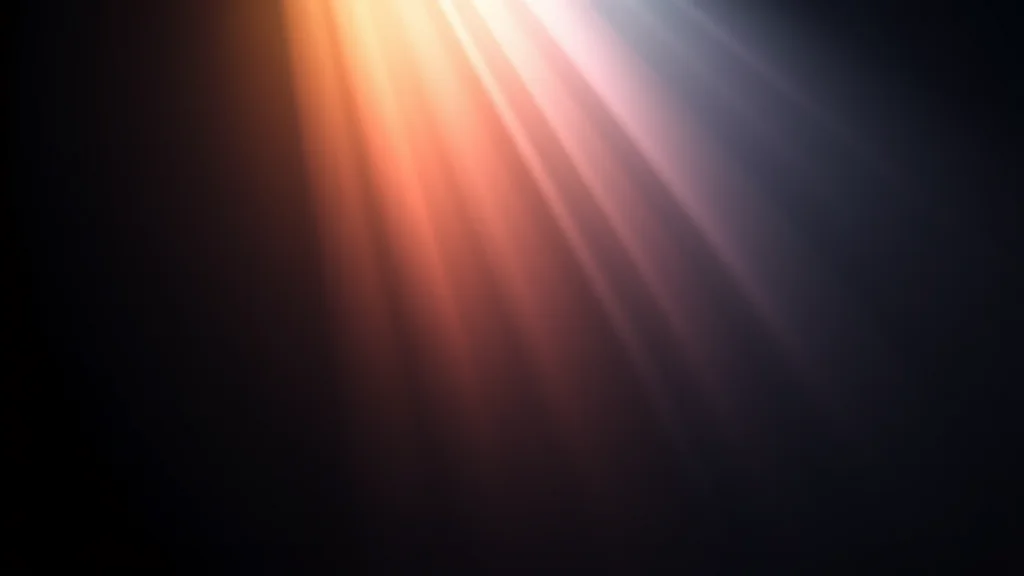 Abstract flow of light passing layered filtering thresholds on dark, editorial concept