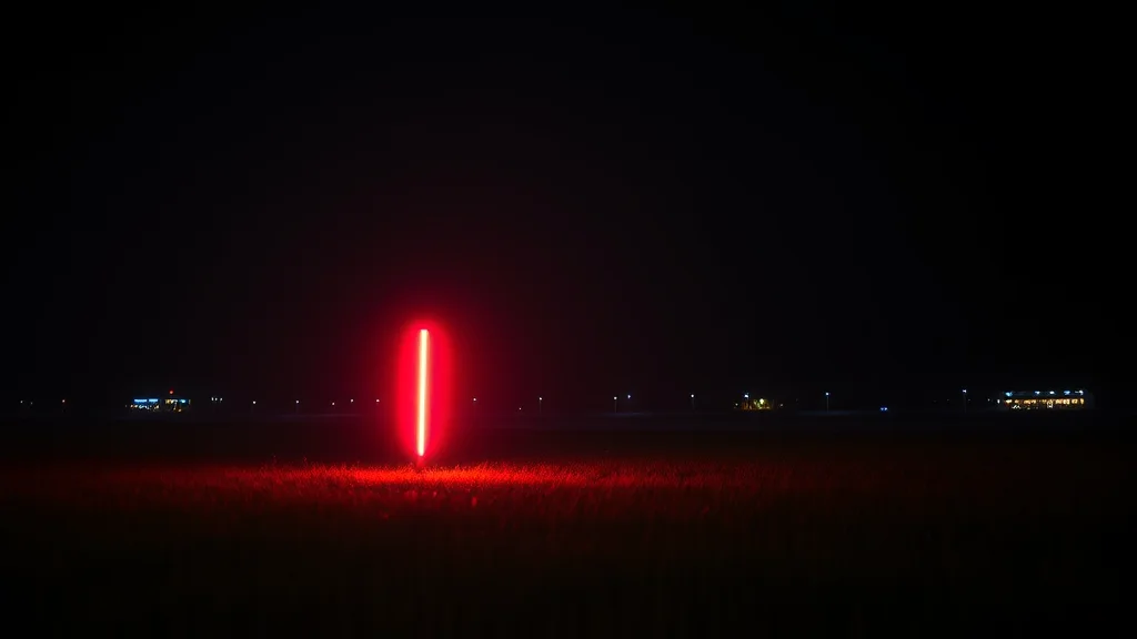 A private point of light beside a public field, neon on dark