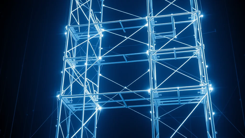 Thin bright lines forming a technical scaffold, abstract developer concept