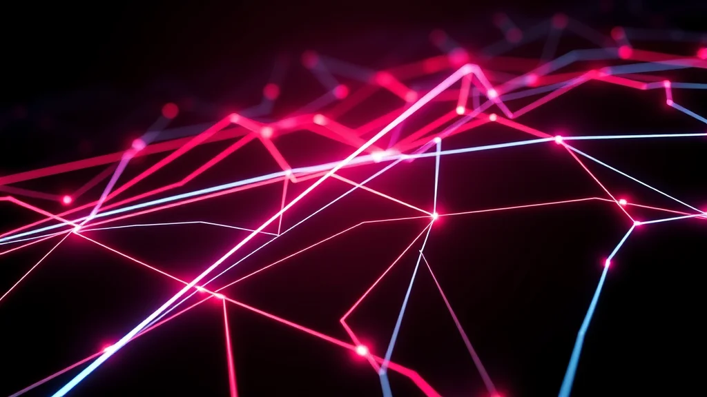 A structured glow of connected lines, neon on dark