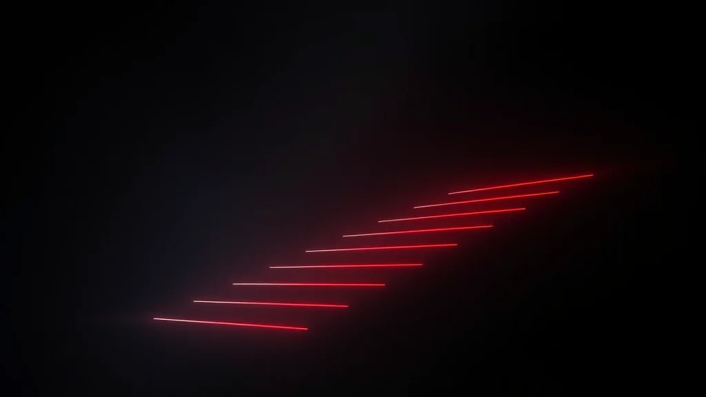 A stepped rise of light from sparse to full, neon on dark
