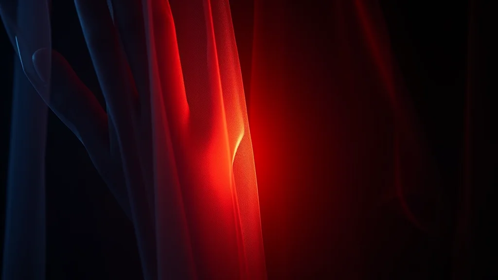 Light held back by a soft veil on one side, neon on dark