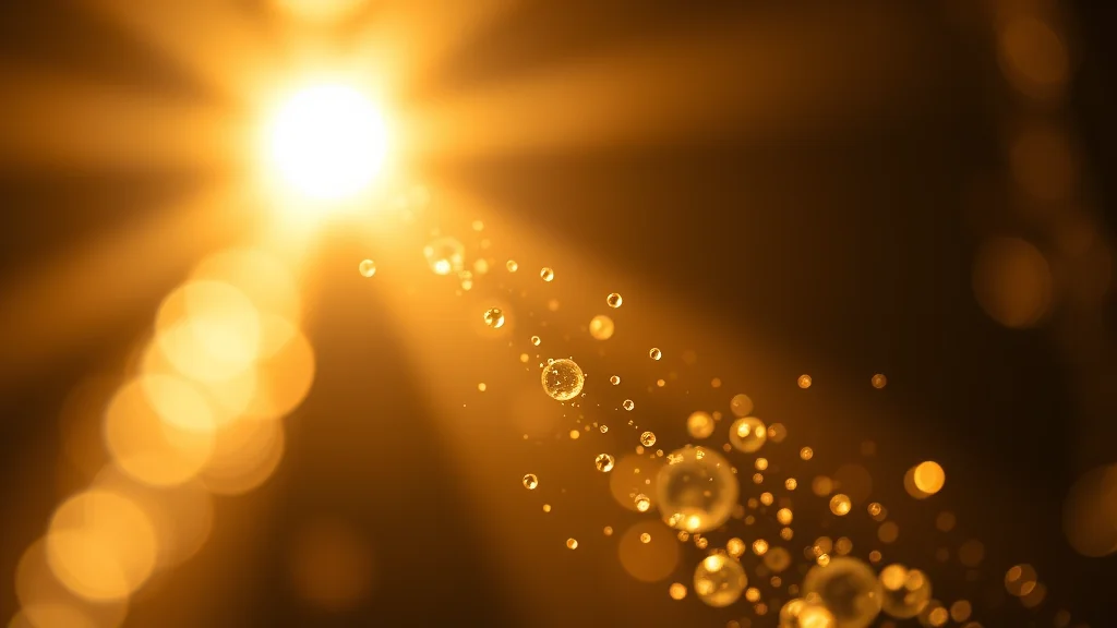 A finite trickle of luminous droplets against a held reserve of light, abstract credits