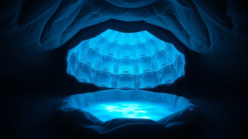 A contained pool of light inside a soft shell, neon on dark